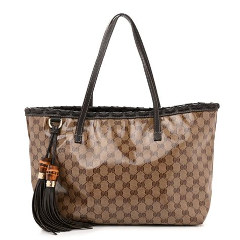 Crystal Monogram Medium Peggy Bamboo Tassel Braided Tote